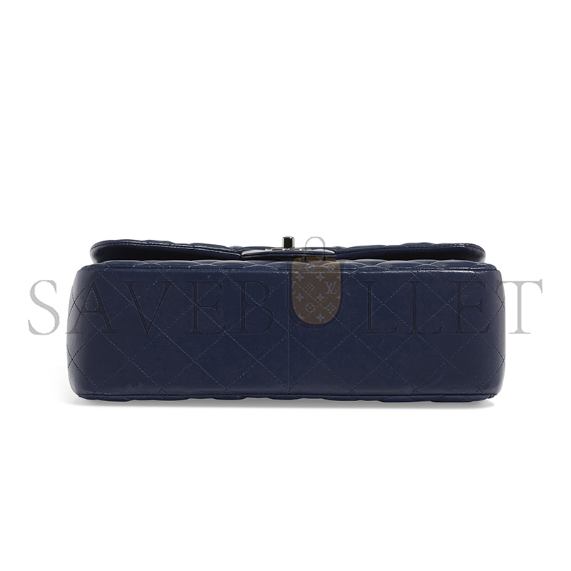 CHANEL MASTER LAMBSKIN LEATHER JUMBO DOUBLE FLAP BAG NAVY 704840 (30*19*9cm)